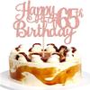 1 PCS Happy 65th Birthday Cake Topper Glitter Cheers to 65 Years Birthday Cake Pick 65 Fabulous Cake Decoration for Happy 65th Birthday Theme Party Decorations Supplies Rose Gold view 1