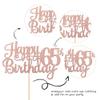 1 PCS Happy 65th Birthday Cake Topper Glitter Cheers to 65 Years Birthday Cake Pick 65 Fabulous Cake Decoration for Happy 65th Birthday Theme Party Decorations Supplies Rose Gold view 2