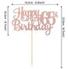 1 PCS Happy 65th Birthday Cake Topper Glitter Cheers to 65 Years Birthday Cake Pick 65 Fabulous Cake Decoration for Happy 65th Birthday Theme Party Decorations Supplies Rose Gold view 3