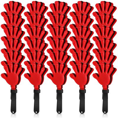 50 Pieces 7.5 Inch Black Red Hand Clappers Noise Makers Plastic Clappers Noisemakers for Birthday Party Sports Event Game Carnival Holiday Party Supplies