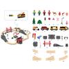 72PCS Wooden Fire Station Train Sets+2PCS Battery Operated Action Locomotive Trains view 4