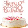 1 PCS Happy 8th Birthday Cake Topper Glitter Cheers to 8 Years Cake Pick Number 8 Fabulous Cake Decoration for 8th Birthday Party Decorations Supplies Rose Gold view 1