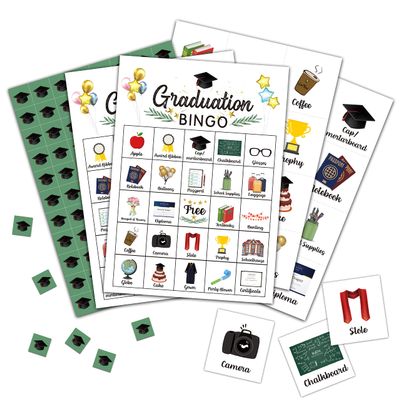 Foosproea Graduation Bingo Cards, Graduation Game for 24 Players, Grad Party Games for Family Friends Activities, Holiday Party Favors Supplies Decorations(09)
