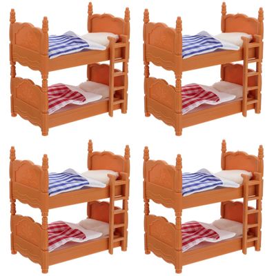 Miniature Dollhouse Bed, Wooden Doll Bunk Bed Simulation Dollhouse Miniature Bunk Accessories DIY Doll House Room Decor Set 1: 12 Scale House Furniture of with Ladder Furniture Decor