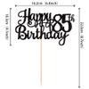 1 PCS Happy 85th Birthday Cake Topper Glitter Cheers to 85 Years Birthday Cake Pick 85 Fabulous Cake Decoration for Happy 85th Birthday Theme Party Decorations Supplies Black view 2