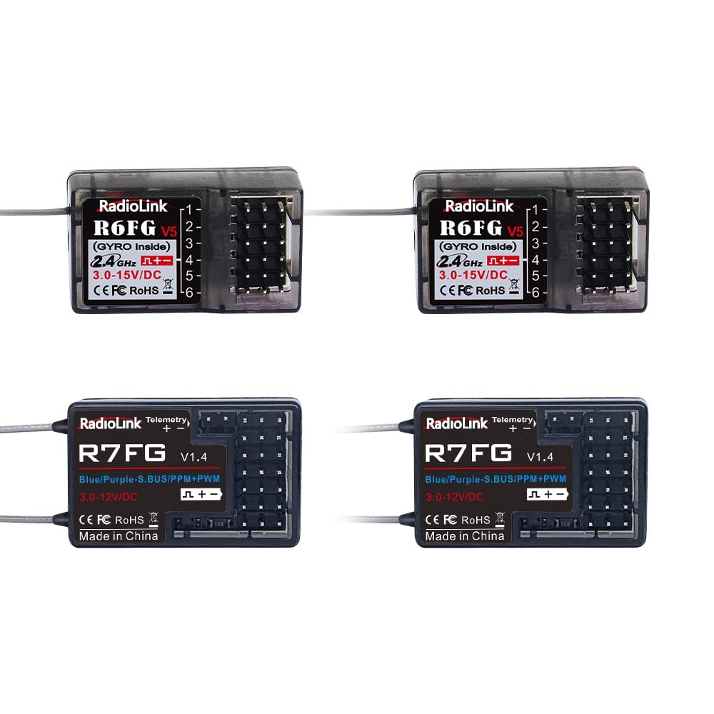 Eighteenup Radiolink R7FG R6FG Gyro Receiver 2.4GHz Integrated Telemetry Long Range Control for RC Car Boat Compatible Radiolink Transmitter RC6GS V3/RC6GS V2/RC6GS/RC4GS V3/RC4GS V2/RC4GS/RC8X