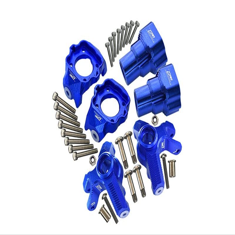 Aluminum Upgrade Combo Set D (Front C-Hubs + F&R Knuckle Arms) For Losi 1:8 LMT 4WD Solid Axle Monster Truck LOS04022 / Mega Truck Brushless LOS04024 / Grave Digger/Son-uva Digger LOS04021 - Blue