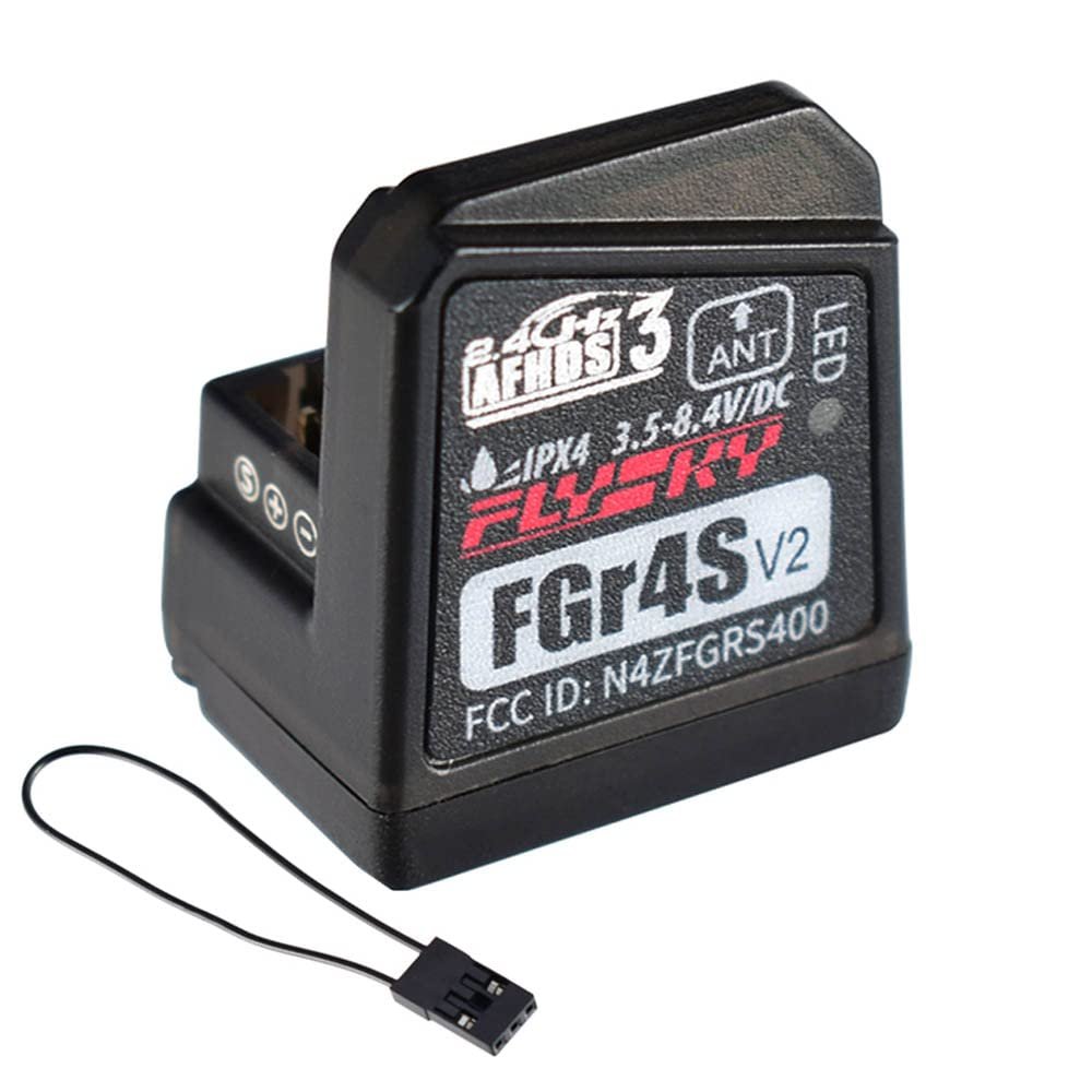 Goolsky Flysky FGR4S V2 Receiver, 2.4Ghz 4 Channel AFHDS 3 Built-in Single Antenna Bidirectional PWM/PPM/IBUS Output Receiver for Flysky Noble NB4 PL18 Radio Transmitter Remote Controller