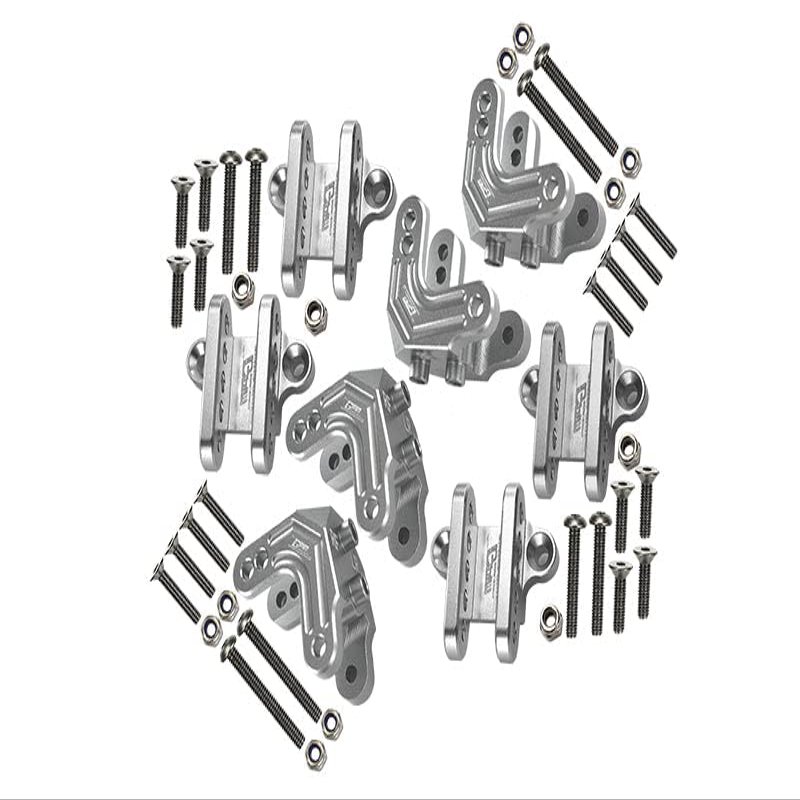 Aluminum Upgrade Combo Set C (F&R Shock Mounts + Lower Shock Mounts) For Losi 1:8 LMT Solid Axle Monster Truck LOS04022 / Mega Truck Brushless LOS04024 / Grave Digger/Son-uva Digger LOS04021 - Silver