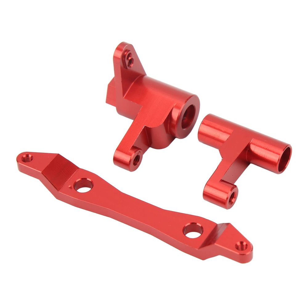 VGEBY RC Car Steering Assembly Set, Aluminum High Strength Lightweight Replacement Steering Set Servo Arms for Racing 16 RC Car Servos & Parts (Red)