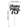 Gyufise 24Pcs Happy 75th Cupcake Toppers Glitter Number 75 Seventy Five Cheers to 75 Cupcake Food Picks Decorations for 75th Birthday Wedding Anniversary Party Supplies Black view 2