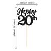 Gyufise 24Pcs Happy 20th Cupcake Toppers Glitter Number 20 Twenty Cheers to 20 Cupcake Food Picks Decorations for 20th Birthday Wedding Anniversary Party Supplies Black view 2