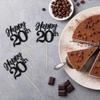 Gyufise 24Pcs Happy 20th Cupcake Toppers Glitter Number 20 Twenty Cheers to 20 Cupcake Food Picks Decorations for 20th Birthday Wedding Anniversary Party Supplies Black view 3