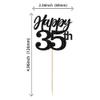 Gyufise 24Pcs Happy 35th Cupcake Toppers Glitter Number 35 Cupcake Picks Decorations for 35th Birthday Wedding Anniversary Party Supplies Black view 2