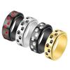 ANIEJUFI Stainless Steel Spinner Rings Puppy Dog Cat Paw Cute Footprints Stress Relieving Fidget Anxiety Ring for Men Women Black Red Size 8 view 2