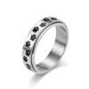 ANIEJUFI Men's Women's Stainless Steel Fidget Spinner Rings Puppy Dog Cat Paw Cute Animal Footprints Stress Relieving Anxiety Ring Silver Size 7 view 1