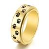 ANIEJUFI Stainless Steel Spinner Rings Puppy Dog Cat Paw Cute Footprints Stress Relieving Fidget Anxiety Ring for Men Women Gold Size 8 view 1