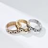 ANIEJUFI Men's Women's Stainless Steel Fidget Spinner Rings Puppy Dog Cat Paw Cute Animal Footprints Stress Relieving Anxiety Ring Gold Size 6 view 2