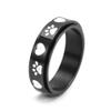 ANIEJUFI Stainless Steel Spinner Ring Puppy Dog Cat Paw Footprints Love Heart Fidget Anxiety Ring for Men Women Black Size 7 view 1