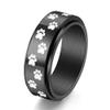 ANIEJUFI Stainless Steel Spinner Rings Puppy Dog Cat Paw Cute Footprints Stress Relieving Fidget Anxiety Ring for Men Women Black White Size 9 view 1