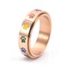 ANIEJUFI Stainless Steel Spinner Anxiety Ring Puppy Dog Paw Cat Footprints Rainbow Fidget Rings for Men Women Rose Gold Size 12 view 1