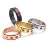 ANIEJUFI Stainless Steel Spinner Anxiety Ring Puppy Dog Paw Cat Footprints Rainbow Fidget Rings for Men Women Rose Gold Size 12 view 3