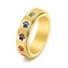 ANIEJUFI Stainless Steel Spinner Anxiety Ring Puppy Dog Paw Cat Footprints Rainbow Fidget Rings for Men Women Gold Size 7 view 1