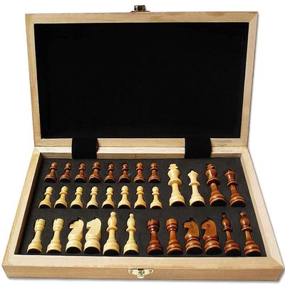 OLOTU Premium Chess Wooden Folding Chess Set Portable Travel Chess Board with Chess Pieces Storage Slots Perfect Beginners and Adults Gift