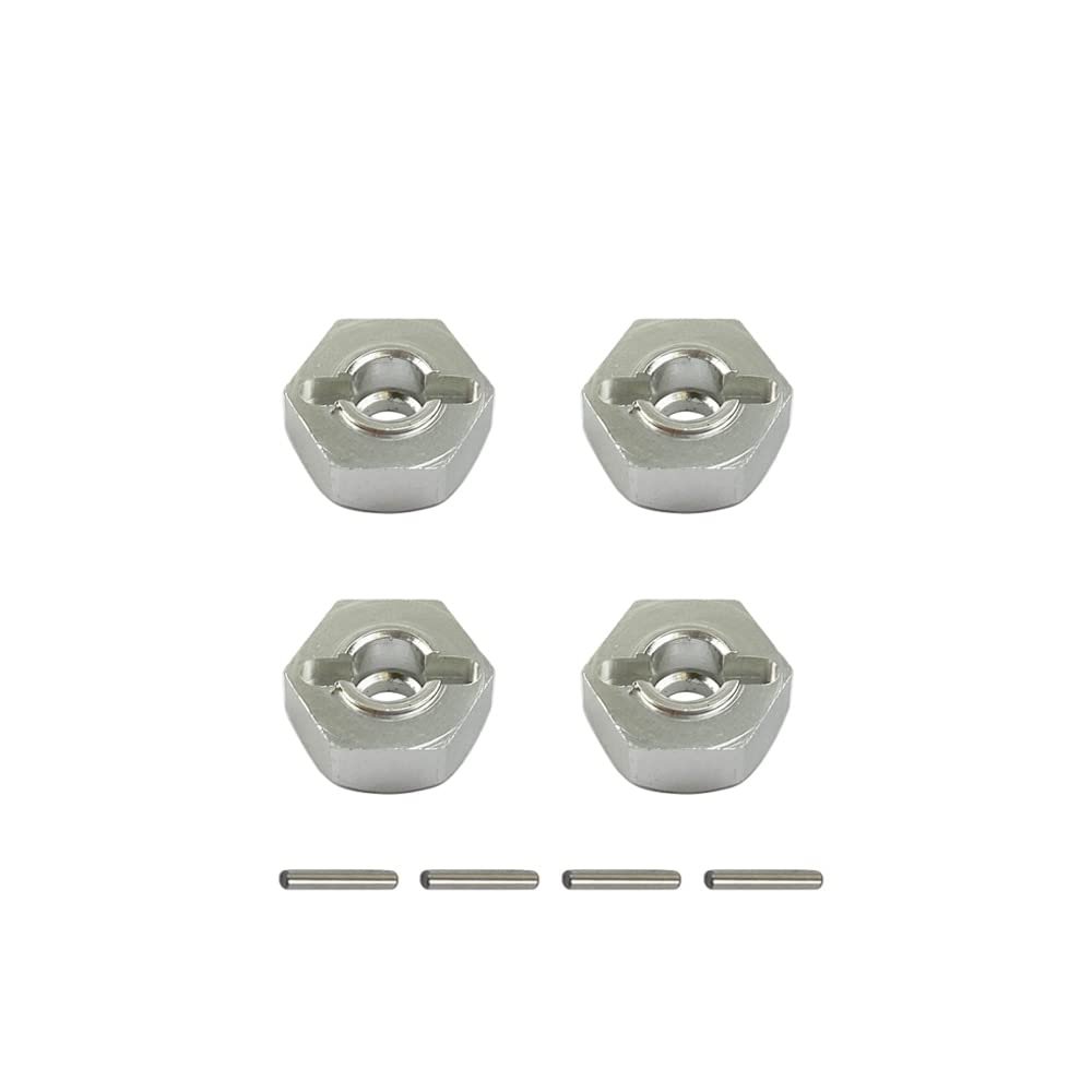 Aluminum Alloy 12mm Combiner Wheel Hub Hex Adapter Upgrades for Wltoys 12428 1/12 FY03 Part Accessories (Color : Silver)