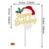 1 Pack Merry Christmas Happy Birthday Cake Topper Cupcake Picks for Christmas Birthday Baby Shower Cake Decorations Supplies Gold view 2
