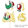 1 Pack Drink Up Christmas Cake Topper Black Glitter Merry Christmas Cake Picks for Holiday Party Cake Decorations Supplies Gold view 3