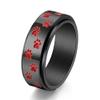 ANIEJUFI Stainless Steel Spinner Rings Puppy Dog Cat Paw Cute Footprints Stress Relieving Fidget Anxiety Ring for Men Women Black Red Size 7 view 1
