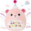 BSTAOFY 14'' Birthday Teddy Bear Plush Pillow Pink Bear Stuffed Animal Soft Plush Toy Cute Plushie Doll Gifts for Kids Girls Boys Birthday Party Decor view 1