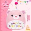BSTAOFY 14'' Birthday Teddy Bear Plush Pillow Pink Bear Stuffed Animal Soft Plush Toy Cute Plushie Doll Gifts for Kids Girls Boys Birthday Party Decor view 2