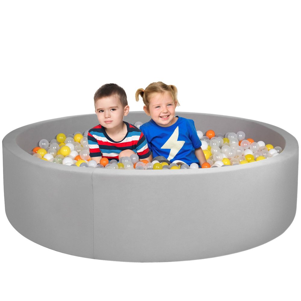 48 Inch Foam Ball Pit for Children Toddlers,Baby Soft Round Ball Pool, Ideal Gift for Babies Infants Indoor and Outdoor Game -(Balls NOT Included) Light Grey