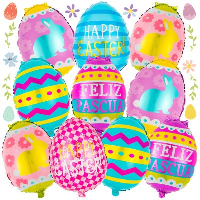 20 PCS Easter Egg Balloons, Happy Easter Foil Balloons, Egg Mylar Balloon for Party Decorations Supplies