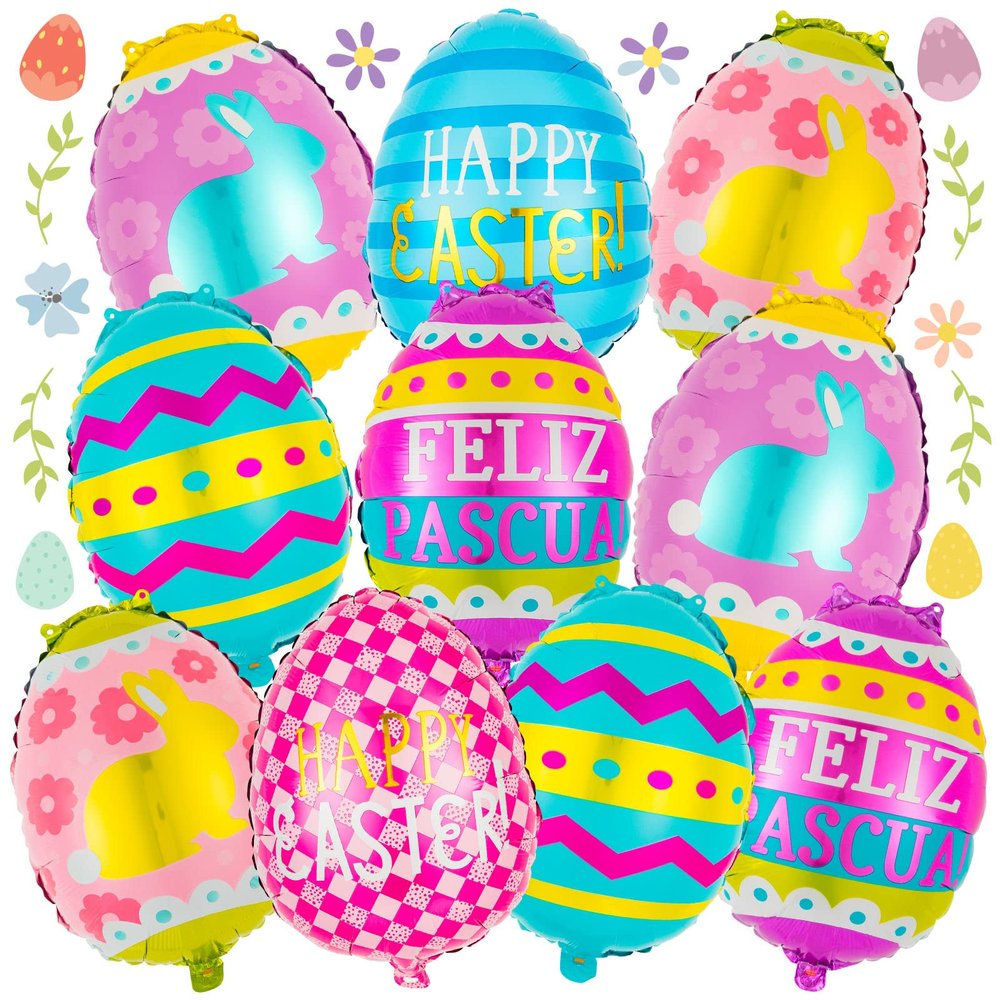 20 PCS Easter Egg Balloons, Happy Easter Foil Balloons, Egg Mylar Balloon for Party Decorations Supplies
