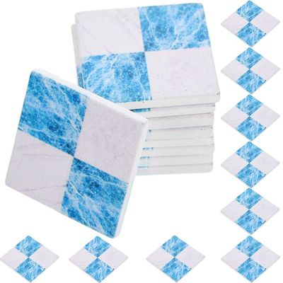 Kisangel Doll House Furniture 27pcs Miniature Mosaic Floor Tile Sheet Miniature Flooring Simulation Mini Doll House Accessories for - Blue and White Tile Flooring