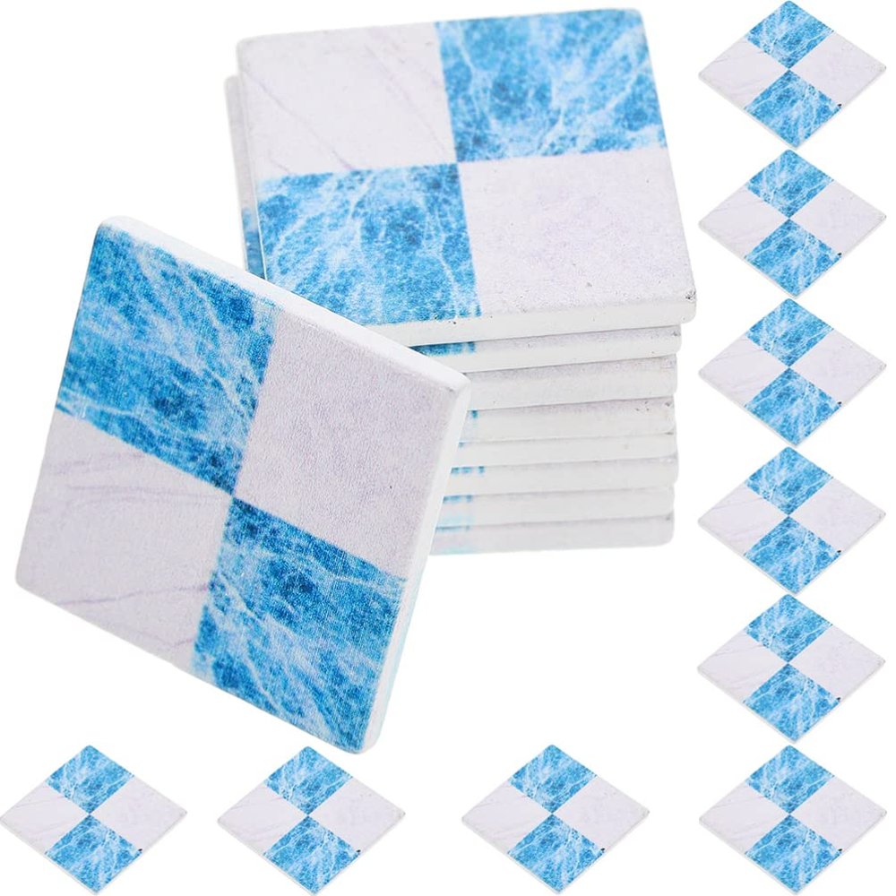 Kisangel Doll House Furniture 27pcs Miniature Mosaic Floor Tile Sheet Miniature Flooring Simulation Mini Doll House Accessories for - Blue and White Tile Flooring