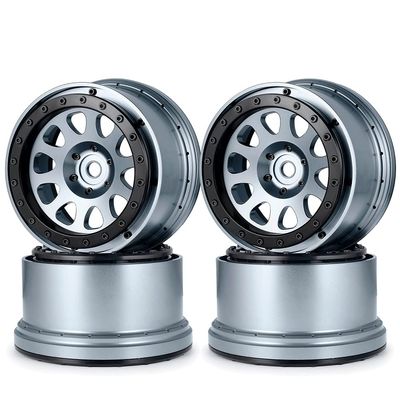 RCHUBAM 4PCS 4.3" Beadlock Wheels Metal Wheel Rims for 1/5 TRX X-MAXX Badlands MX43#10151-13/00 RC Buggy Car (Titanium+Black)