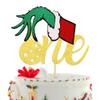 1 Pack Christmas One Cake Topper with Glitter Christmas Hand First Birthday Cake Topper Picks Decorations for Christmas Theme Baby Shower 1st Birthday Party Decorations Supplies Gold view 1