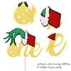 1 Pack Christmas One Cake Topper with Glitter Christmas Hand First Birthday Cake Topper Picks Decorations for Christmas Theme Baby Shower 1st Birthday Party Decorations Supplies Gold view 3
