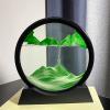 Arthink Moving Sand Art Picture in Motion Round Glass 3D Deep Sea Landscape, Dynamic Sand Art Sandscapes, Sensory Relaxing Desktop Table Decor Desk Decor Art Desk (7 inch, Green) view 2
