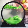 Arthink Moving Sand Art Picture in Motion Round Glass 3D Deep Sea Landscape, Dynamic Sand Art Sandscapes, Sensory Relaxing Desktop Table Decor Desk Decor Art Desk (7 inch, Green) view 3
