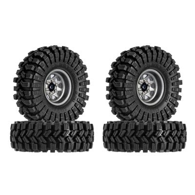 INJORA 1.0 Beadlock Wheel Tires Set -3.78mm Offset Wheel Rims for 1/18 1/24 RC Crawler Car Axial AX24 SCX24 FMS FCX24 TRX4M,Grey (W1004-T1014)