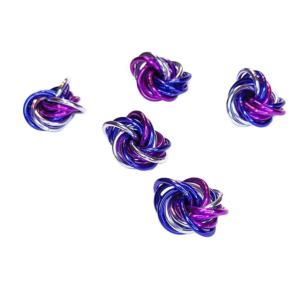 Mbii Fidget Balls (Multi-Packs): Quiet Mobius ADHD Anxiety Stim Stress Relief Toy Tool for Home Travel Office or Desk (Small - 5 Pack, Full, Purples)