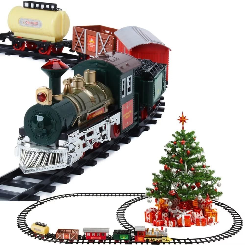 Train Set for Christmas Tree, Children Train Toys Railway Track with Sound and Lights