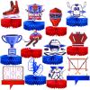 12 Pcs Hockey Decorations for Tables Ice Hockey Honeycomb Table Centerpieces Birthday Party Supplies Sports Decor for Men Women Theme Gifts Decor view 1
