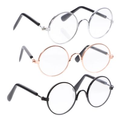 Toyvian 3Pcs Doll Glasses 3 Pairs Metal Wire Rim Glasses Doll Eyewear Mini Glasses Fits for 18 Mini Dolls Costume Accessories, Assorted Color, 8.3cm/3.26inch (W)