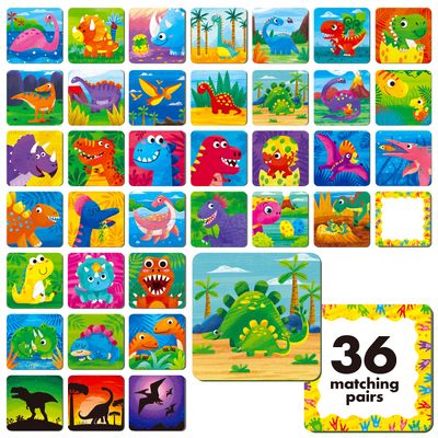 Memory Matching Game, 72 PCS Dinosaurs Matching Cards for Toddlers 36 Pairs Memory Cards Educational Toys for Preschool 4 5 6 Years Old